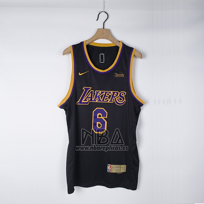 Camiseta Los Angeles Lakers LeBron James NO 6 Earned 2021-22 Negro
